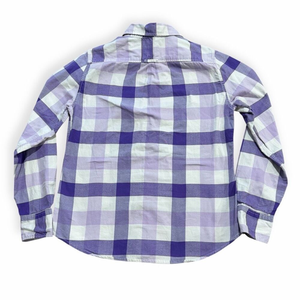 AMERICAN EAGLE Women’s Purple White Plaid Long Sleeve Button Down Shirt Size L 1